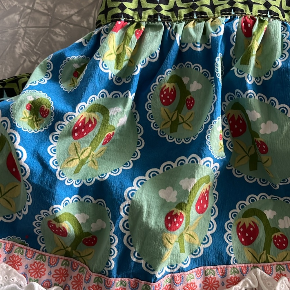 Matilda Jane | Girls Yellow and Blue Fruit Love Bug Print Knot Top | Size: 4 - Picture 3 of 10